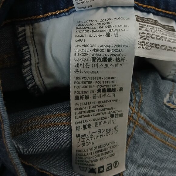 Levi's 314 Jeans Size 27 Shaping Straight Mid Rise Blue Denim Stretch - Picture 9 of 10